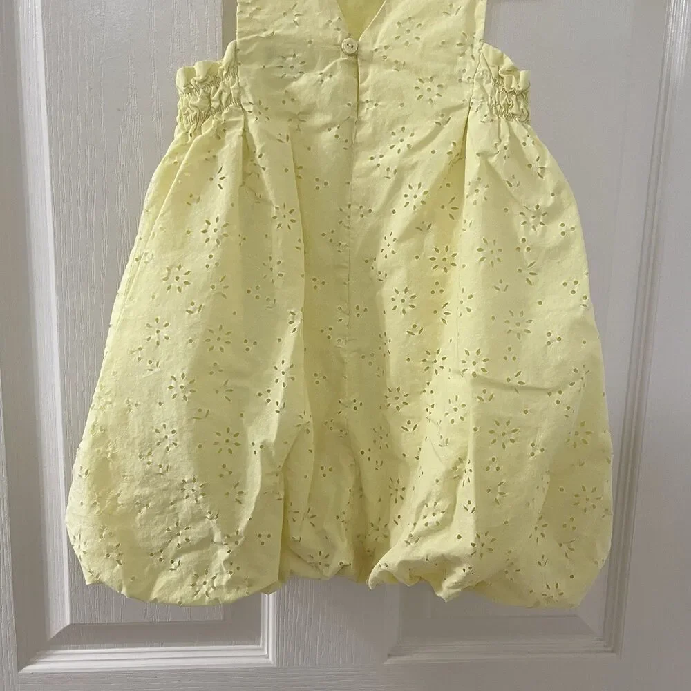Zara Yellow Embroidered Balloon Dress Girls Size 5 FLAWS
